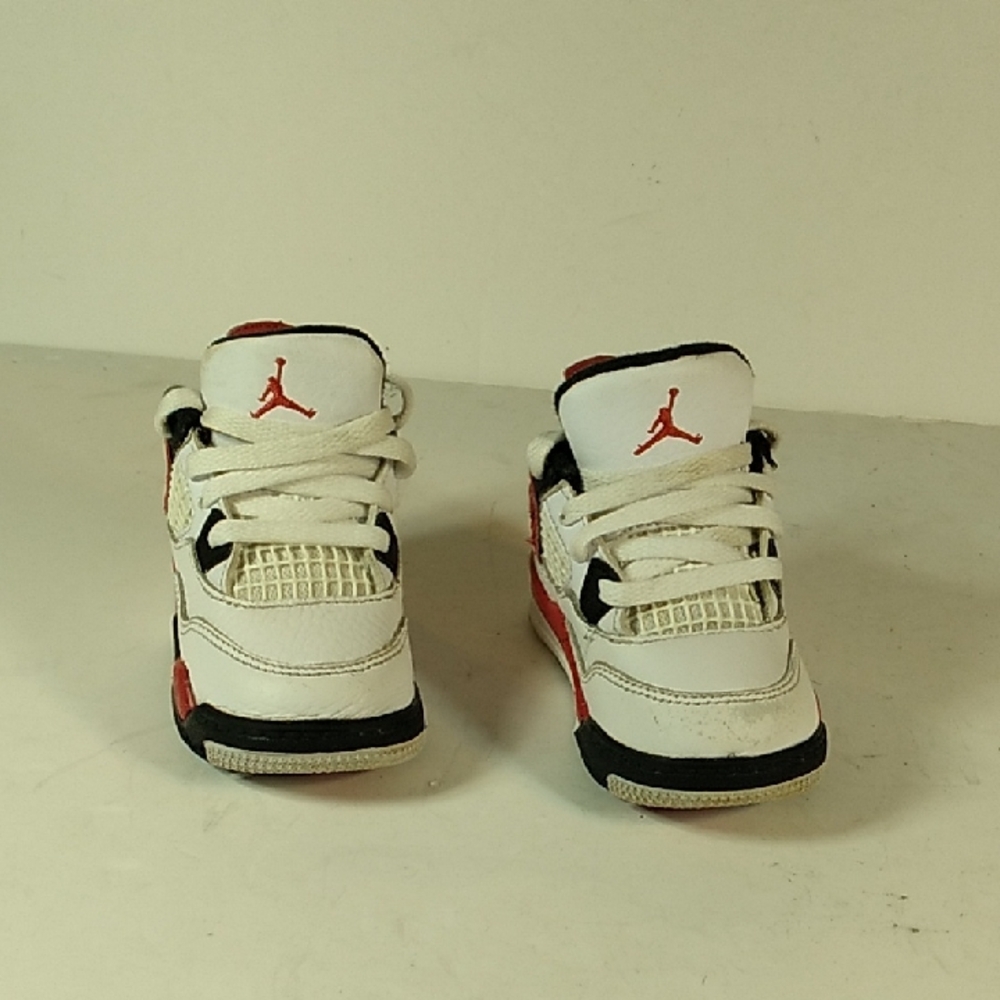 Jordan Kids White and Red Size 5C Unisex Basketball Sneakers.